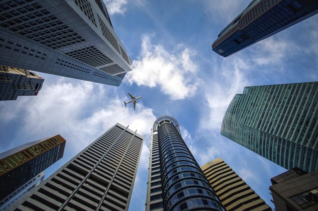 skyscrapers, singapore, city, sky, buildings, financial district, architecture, nature, urban, high rise buildings